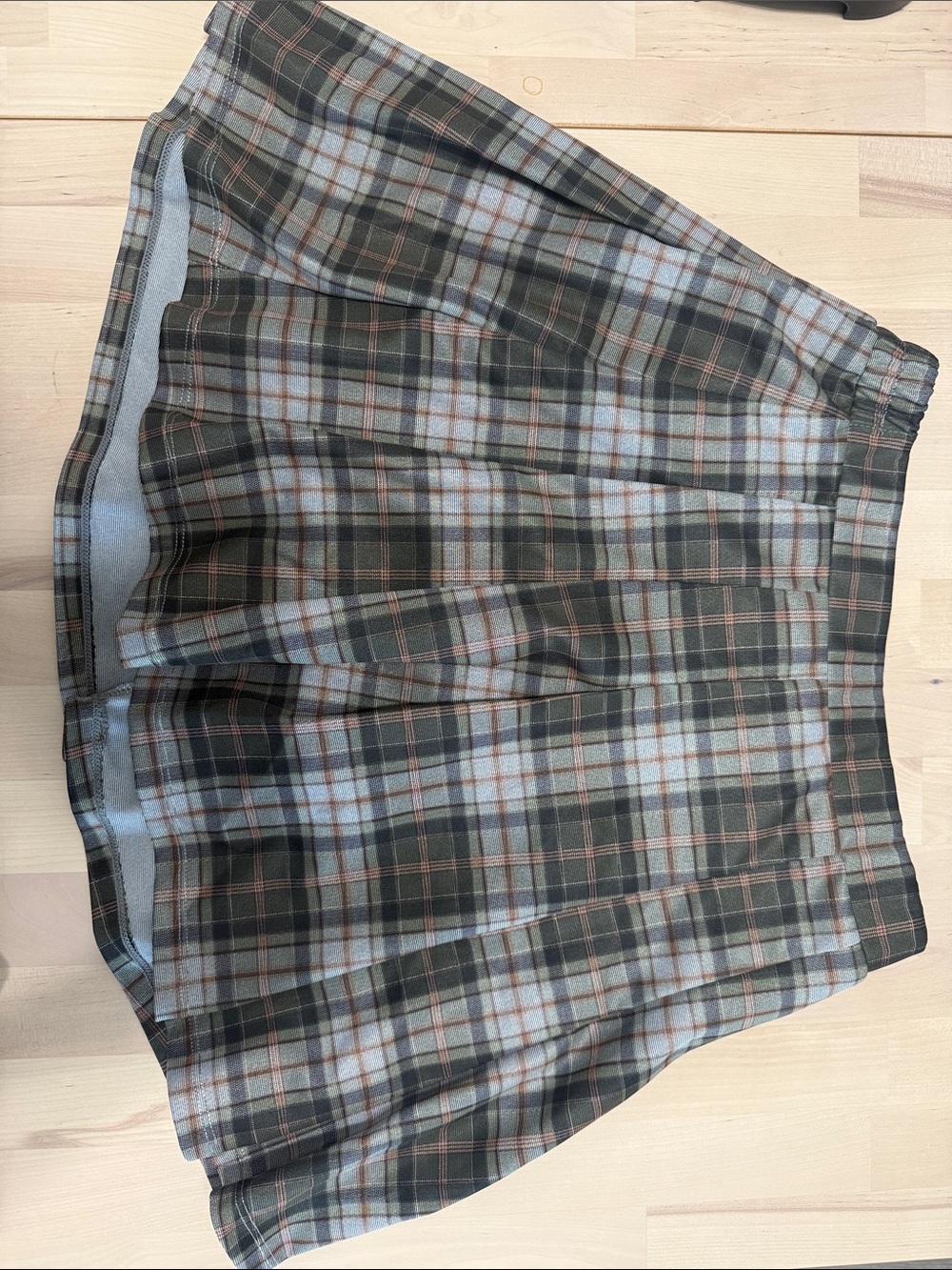 HALARA Olive and Gray Plaid Pleated Skater Skirt NWOT